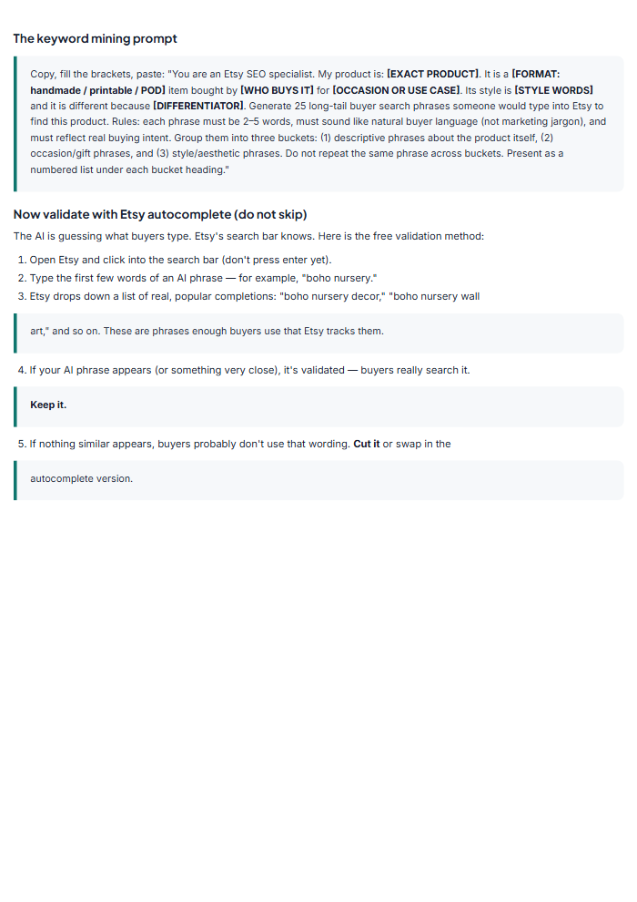 Etsy SEO Listing System: AI Title, Tag & Description Kit — sample page 3