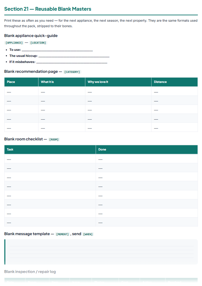 Airbnb Welcome Book Template & Host Checklists (PDF Pack) — sample page 3