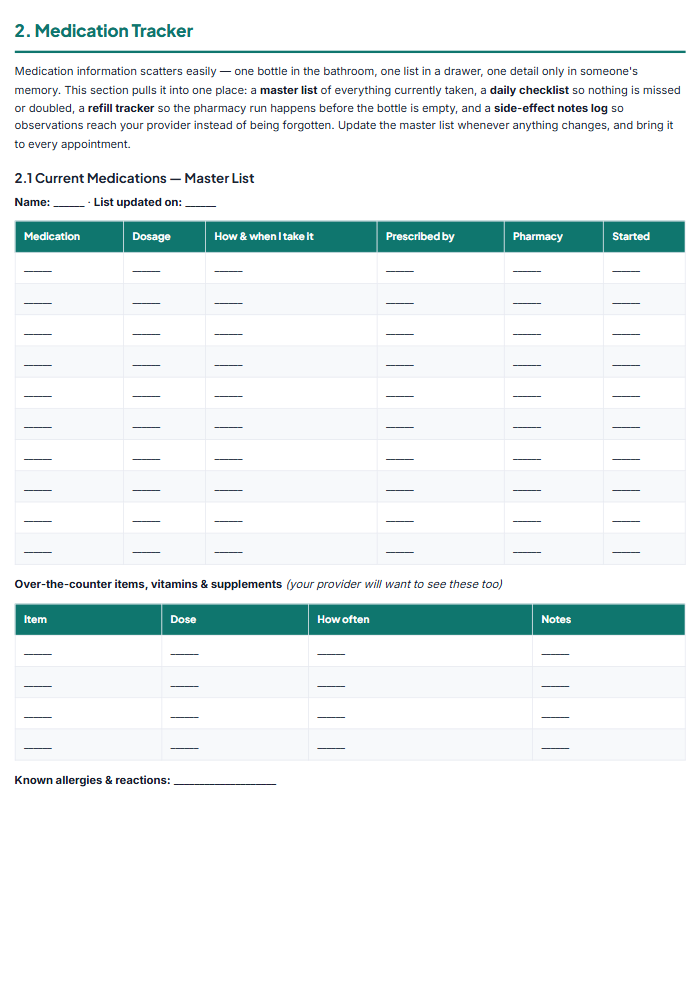 Blood Pressure Log & Health Trackers: Printable Bundle — sample page 3