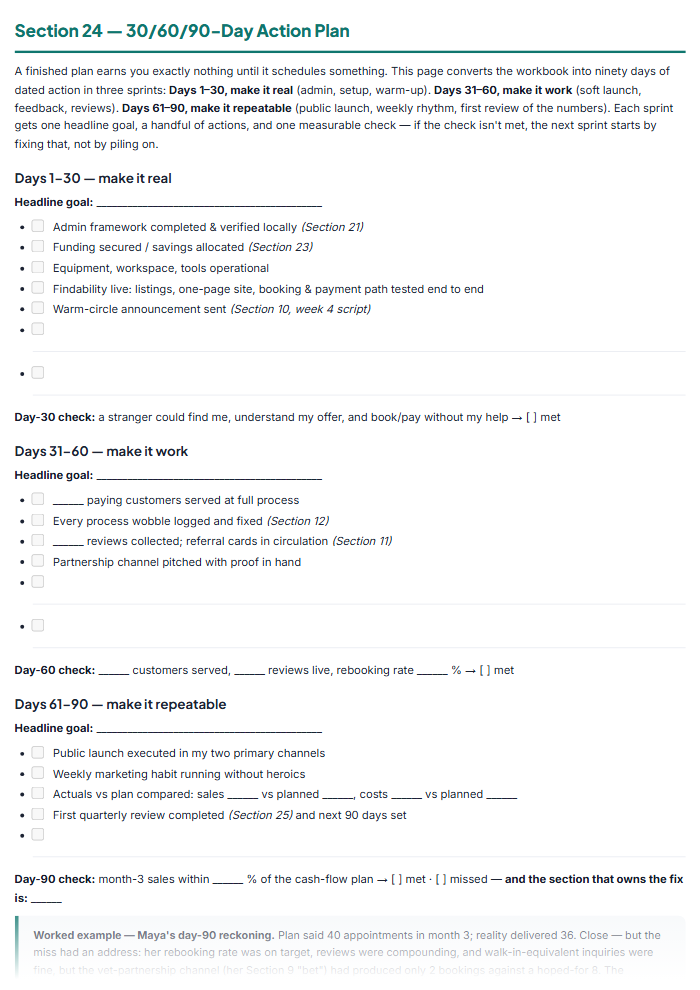Business Plan Template & Startup Workbook for Small Business — sample page 2