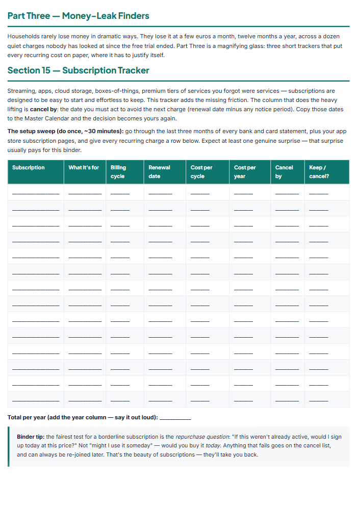 Car Maintenance Log & Home Records Organizer (Printable) — sample page 3