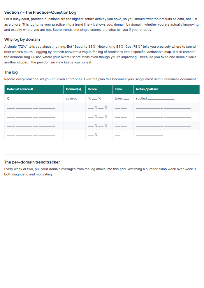 Certification Exam Study Plan: Subject-Agnostic Pass System — sample page 1