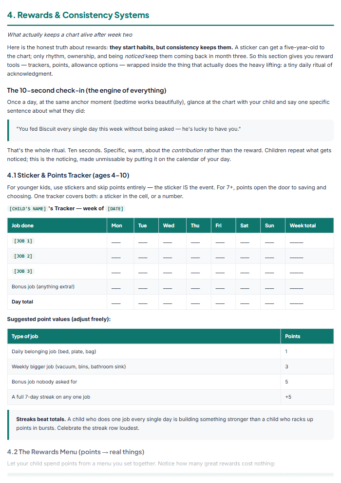 Chore Chart Printables & Family Cleaning Schedule System — sample page 2
