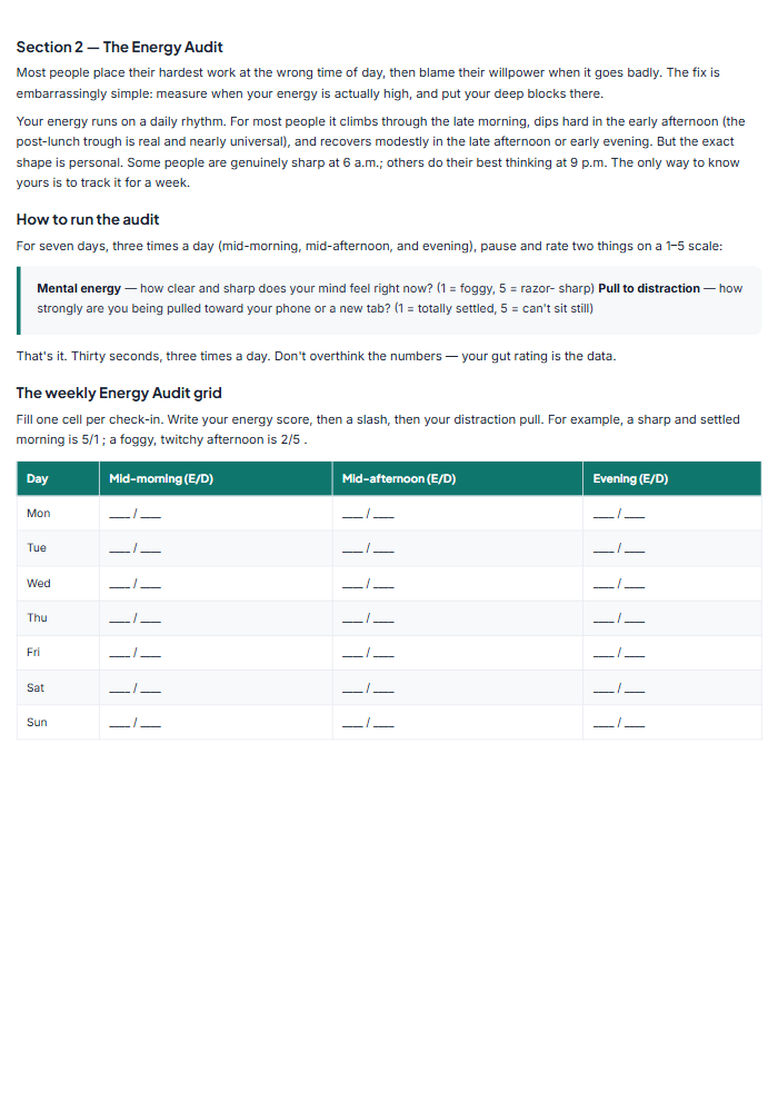 Focus & Productivity Pack — sample page 3