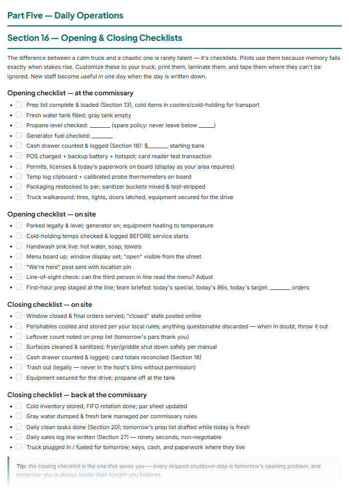 Food Truck Business Plan Template & Startup Workbook — sample page 3