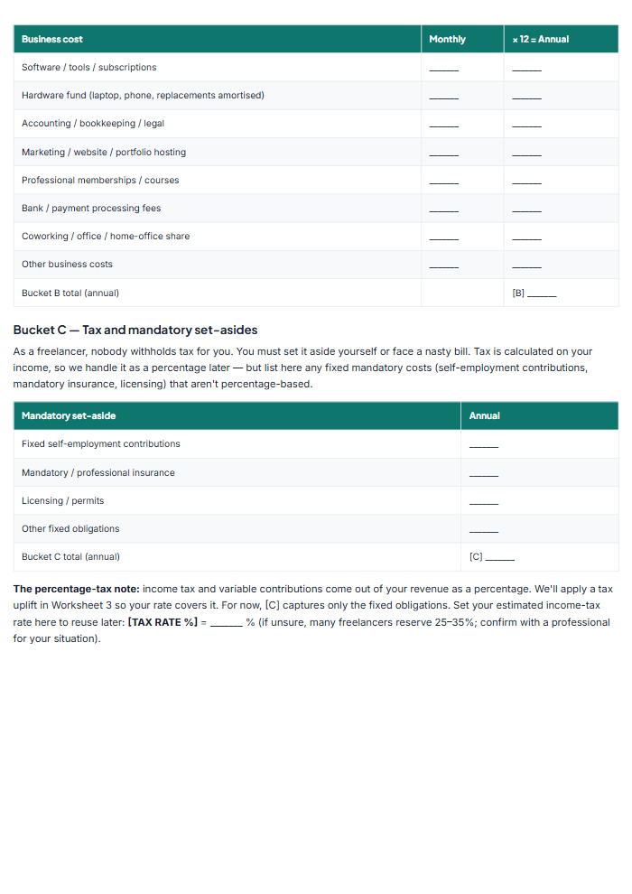 Freelance Business Vault — sample page 2