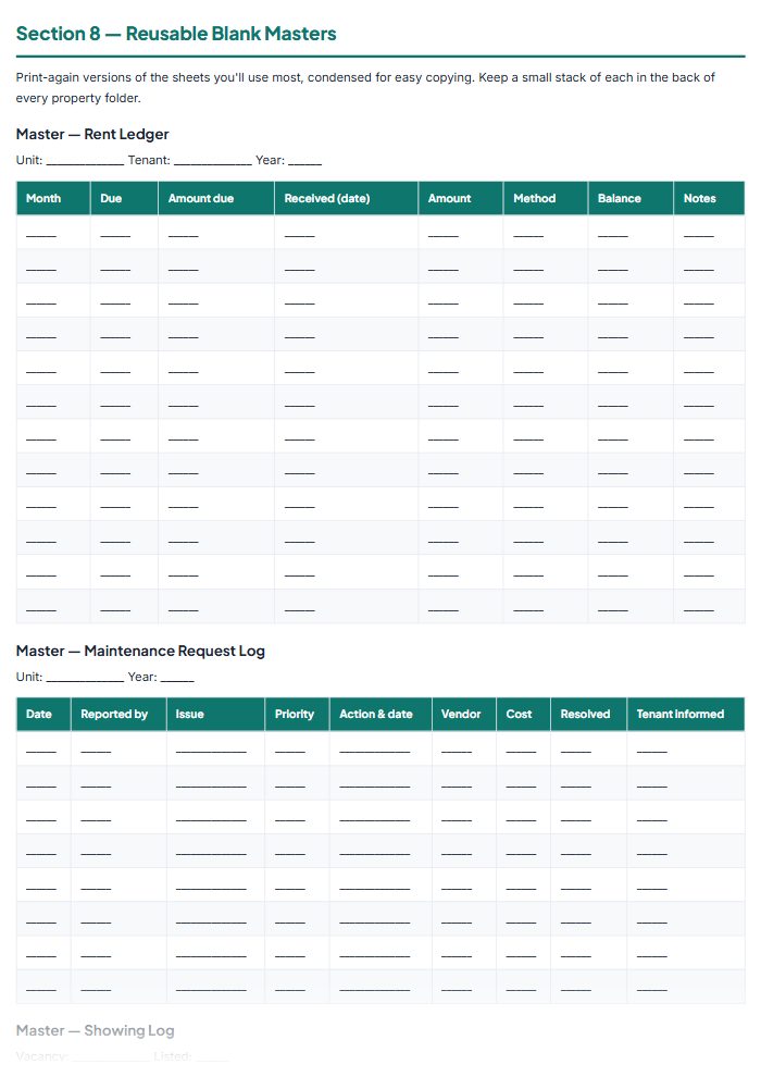 Landlord Forms & Rental Property Kit: 30+ Templates (PDF) — sample page 1
