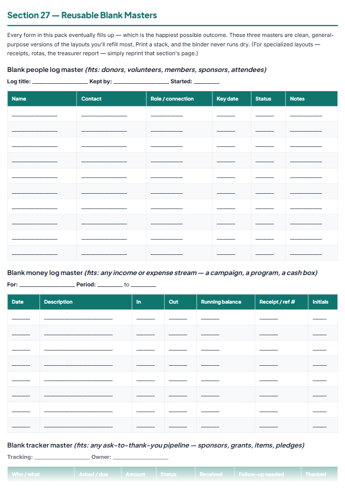 Nonprofit Forms Pack: Donation Receipts & Volunteer Forms — sample page 1