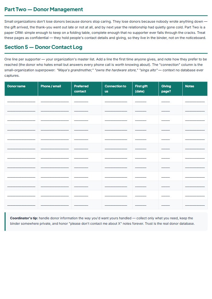 Nonprofit Forms Pack: Donation Receipts & Volunteer Forms — sample page 3