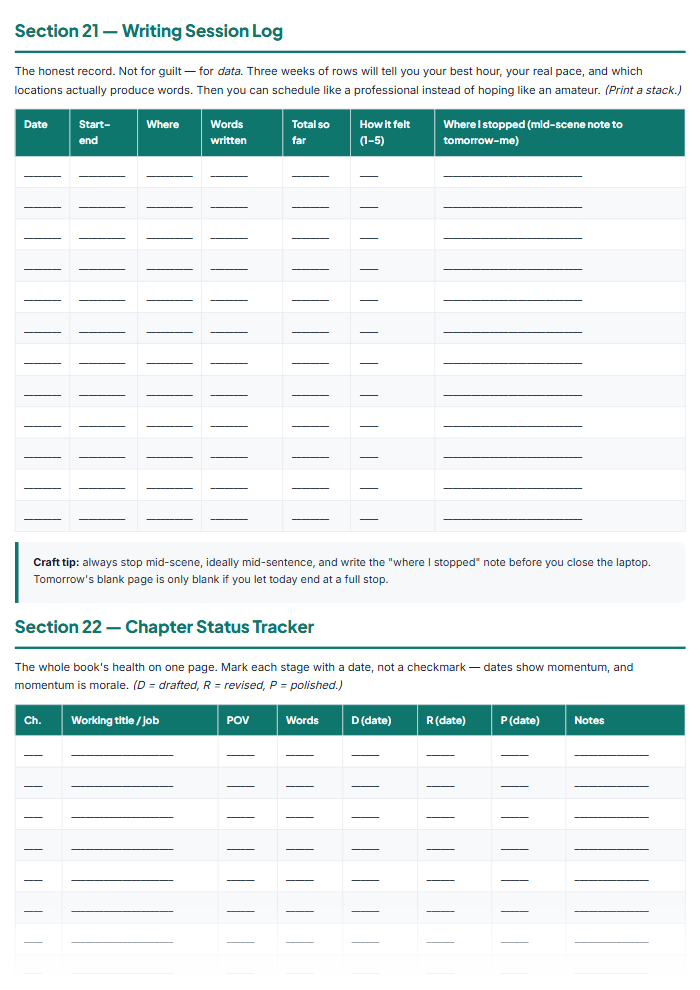 Novel Planning Workbook: Plot, Characters & Series Bible — sample page 1