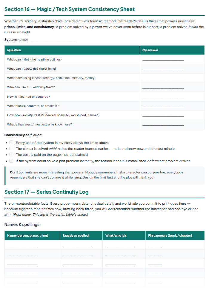 Novel Planning Workbook: Plot, Characters & Series Bible — sample page 3