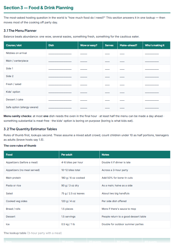Party Planning Checklist & Event Planner Printables — sample page 2