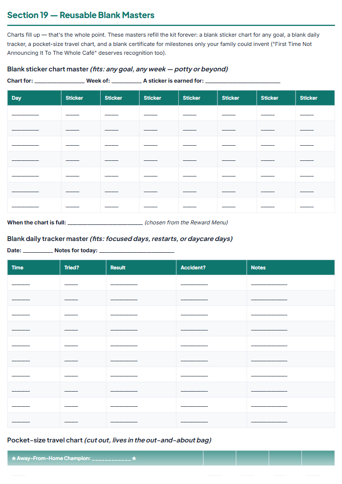 Potty Training Chart & Reward Kit (Printable Toddler PDF) — sample page 1