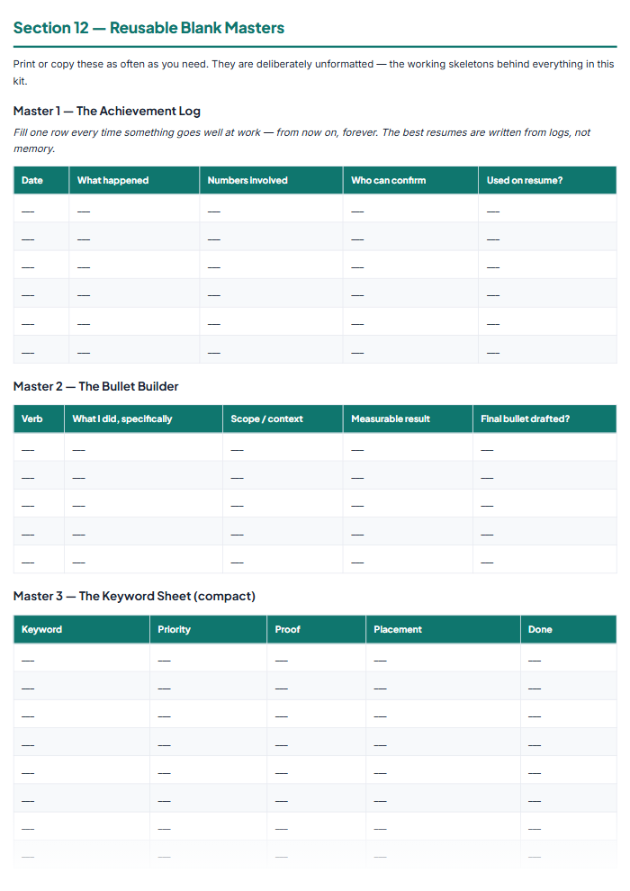 Resume Template & Cover Letter Kit + AI Resume Prompts — sample page 1