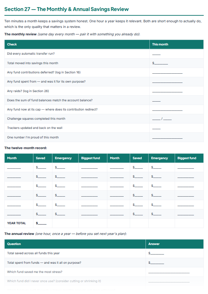 Savings Challenge Printables: 52-Week, Sinking Funds & Trackers — sample page 3