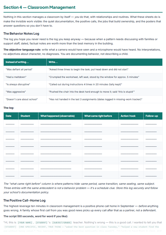 Teacher Planner Printables: Lesson Plans & Substitute Binder — sample page 3