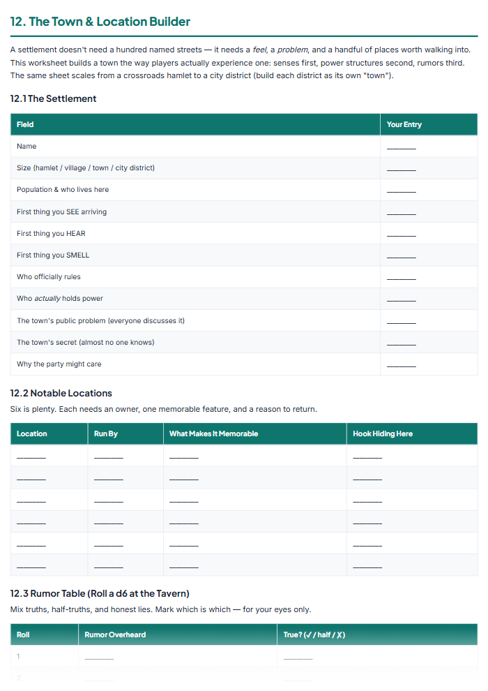 TTRPG Character Sheets & Campaign Planner (5E-Compatible) — sample page 3