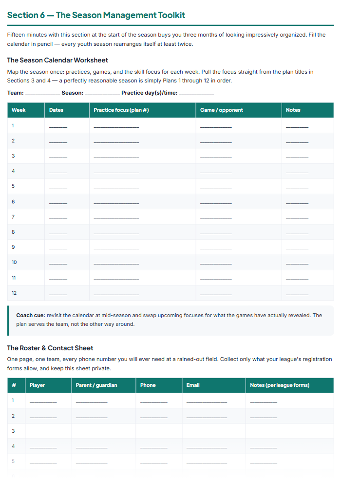 Youth Sports Practice Plan Templates: Basketball & Soccer — sample page 1